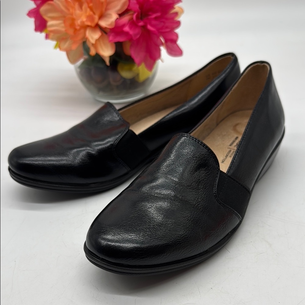 Life Stride Isabelle Black Leather Loafer Shoes Size 8 BLO8984G